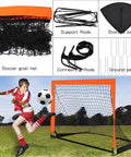 2 Pack 4 Ft By 3 Ft Portable Kid Soccer Goals For Backyard Indoor And Outdoor Pop Up Play In Orange with net and accessories