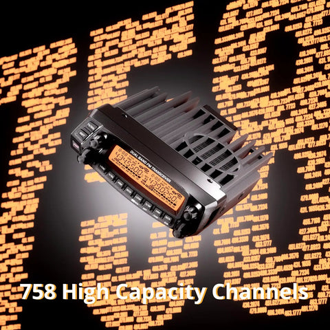 Dual Band Mobile Radio Transceiver With 50W High Power For UHF And VHF Amateur Ham Radio, 758 channels display