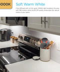 16 Inch LED Under Cabinet Light Plug In Soft White 3000K 384 Lumens installed in kitchen under cabinets