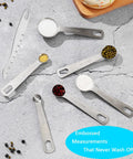 Stainless steel measuring spoons from 20 Piece Measuring Cups And Spoons Set For Cooking And Baking Gadgets on gray background.