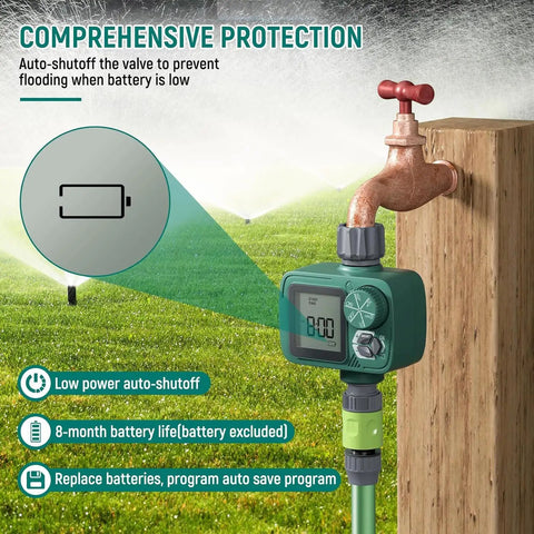 Programmable Sprinkler Timer With Rain Delay, Manual And Automatic Watering, Hose Timer on tap for garden use
