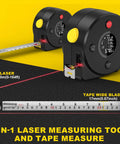 Dual Mode Laser Tape Measure 164 Foot Range With 16 Foot Manual Tape Digital Laser Ruler With Metric Inch And Foot Units LCD Display shown with tape extended
