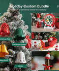 Holiday decorations made with Silk PLA 4KG Bundle for 3D Printing with 1.75mm Filament, in Christmas colors and festive shapes.