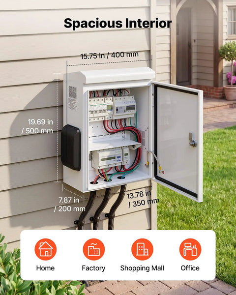 Badass Outdoor Electrical Junction Box Cold Rolled Steel Ip65 Waterproof Weather Ready Enclosure With Thermostat And Fan Cooling Hinged Door Rain Hood Wall Pole Mount 20 X 16 X 8 Inches Heavy Duty with spacious interior design.