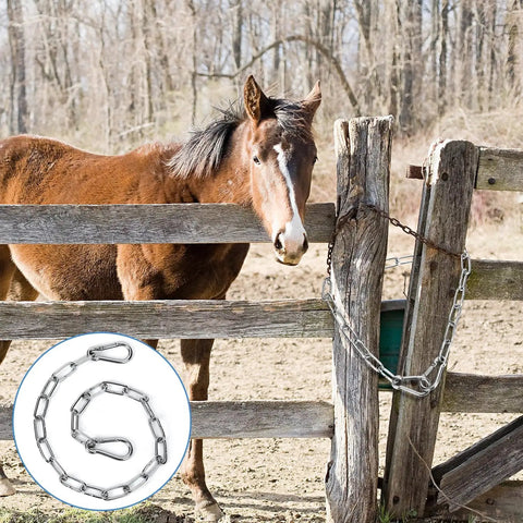 20 Inch Heavy Duty Stainless Steel Gate Chain Lock With Dual End Carabiners For Outdoor Fences Pet Cages And Corral Use
