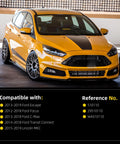 Yellow Ford Focus with compatibility chart for 2 Pack Front Wheel Bearing Assembly For Ford Escape 2013-2019, Focus 2012-2018, C-Max 2013-2018, Transit Connect 2014-2018, Lincoln MKC 2015-2019 - Right Or Left Front Wheel Bearing Replacement