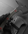 Beast Of A Camping Axe For Bushcraft And Survival With DC53 Steel Blade And Micarta Handle Full Tang Hatchet shown with Kydex sheath