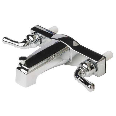 Two Handle Tub Shower Diverter With Chrome Finish And Lever Stops 8 Inch 3 Hole Installation Non Metallic Plastic Body Washerless Cartridge
