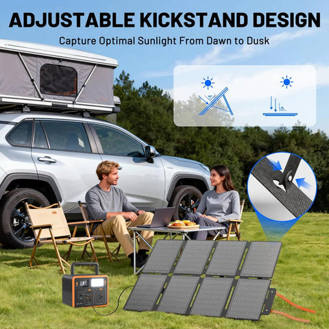 100W Portable Folding Solar Panel Kit for Power Stations and RVs, 24% High Efficiency, IP67 Waterproof, outdoor camping use