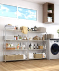 4 Tier Standing Adjustable Wire Shelving Unit With Fixed Feet For Rock Solid Stability And Wobble Free Storage, Silver Gray