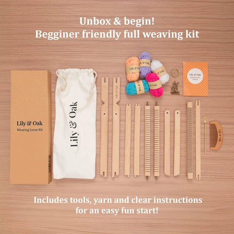 Beginner Friendly Weaving Loom Kit For Adults And Kids Totally Easy To Start All In One Table And Lap Loom Wooden Loom With Yarn Tools And Step By Step Video Tutorials For Multicraft Projects