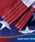 Close-up of Outdoor 3x5 Foot American Flag Built Tough Deluxe Heavy Duty Spun Polyester with solid sewn stripes and stars