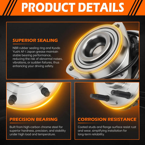 2WD Front Wheel Bearing Hub Assembly 515054 With ABS For Chevy Silverado product details highlighting sealing, bearing, and resistance