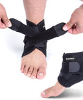 Breathable Neoprene Open Heel Ankle Support Brace With Adjustable Wrap For Pain Relief And Injury Prevention, One Size Fits 7.8 To 11 Inches Arch, Great For Plantar Fasciitis, 1 Pack shown on foot