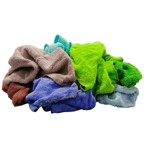 Premium Color Terry Cloth Rags 25 lb bulk bag super absorbent cotton cleaning rags for garage and shop industrial use and housekeeping multi-purpose