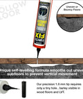 Extra Strength Floor And Tile Adhesive For Loose Or Hollow Tiles And Squeaky Wood Floors, All In One Repair Solution With A 5/64 Inch Stainless Steel Injection Tip And Anti Clog Cap, 10.1 Fl Oz, Delivers Quick No Brainer Fix, shown with precision tip in use on wood subfloor.