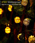 Outdoor Solar Globe String Lights 2 Pack 60 LED 35.6 Ft Waterproof Moroccan Style Fairy Lights With 8 Modes in garden at night