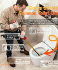 Heavy Duty 6ft Toilet Auger With Dual Bulb Head And Drill Ready Build For Killing Nasty Clogs Dead Quick, clearing toilet clogs.