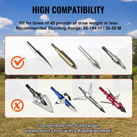 High compatibility arrowheads for All-Side 16x18 Archery Target Block for Outdoor Practice, use with bows under 45 lbs
