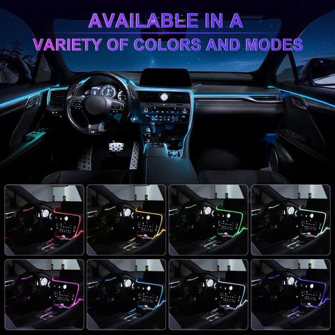 Smart Interior LED Car Lights With USB Port Fiber Optic Ambient Lighting Kit Wireless App Control in various colors