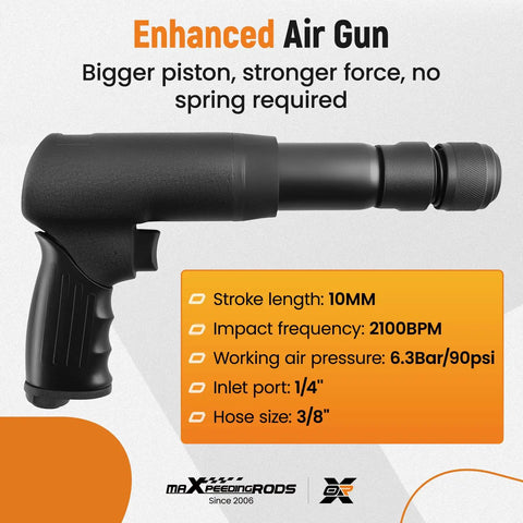Heavy Duty Air Hammer Chisel Kit With 19 Piece Pneumatic Hammer Set 2100 BPM 10 Cm Stroke Auto Body Repair Metal Cutting