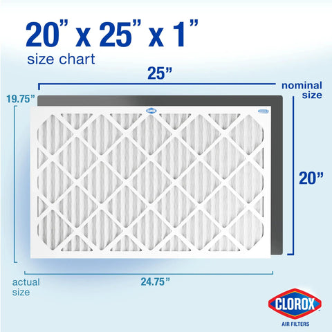 MERV 13 Pleated HVAC Air Filter 20X25X1 Pack Of 4 For Allergies Pet Dander Smoke And More Breathe Easy With Size Chart