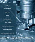 Carbide square end mill, 1/16 in, 4-flute, mounted in a milling machine for metalworking