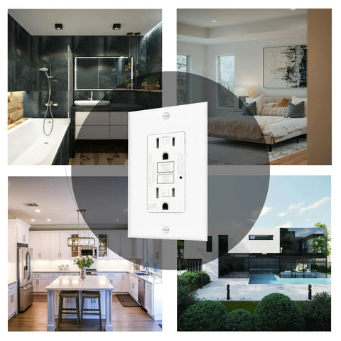 15 Amp Wr White Gfcis Outlet Bundle Bringing Hella Reliable Smart Self Test And Sharp Led Indicators Tamper Locked Weather Tough Gfri Socket UL Rated for installations in various home settings.
