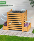 Three Panel Outdoor Wood Privacy Screen With Planter Box To Hide AC Unit And Trash Enclosure No Dig Kit Easy No Ground Stakes Setup