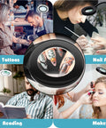 10x Desk Magnifier With Light used for tattoos, nail art, reading, and makeup tasks with flexible gooseneck clamp.
