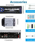Bluetooth Car Stereo Single DIN With Hands Free Calling Push To Talk Button FM MP3 SD AUX Dual USB Ports accessories