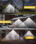Outdoor Solar Motion Sensor Wall Lights With 56 LEDs, IP65 Waterproof Separable Solar Porch Light illuminating doors and path