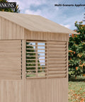Deck Sunblind System Louver Kit For Windows And Pergolas Heavy Duty Bracket And Panel Hardware Set Up To 11 Boards 49 Inches Black Powder Coated Outdoor Blinds Shutters All Weather Solution installed on a pergola wall