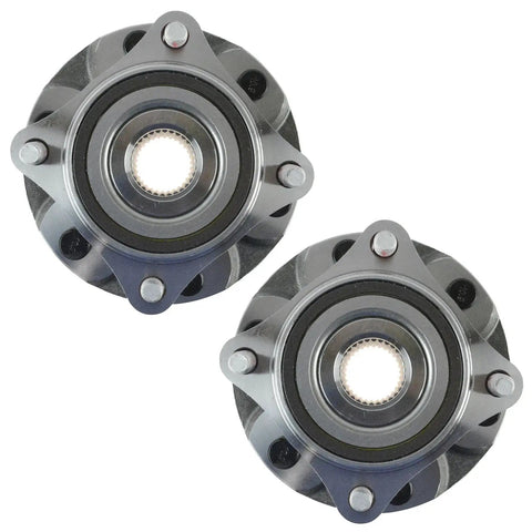 Heavy Duty Front Wheel Bearing And Hub Assembly Pair For Driver And Passenger Axles To Deliver A Straight Bolt In Install and Bulletproof Road Performance, top view.