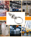 Four Pack M6 Stainless Steel Spring Plunger With Pull Ring Quick Release Pin Set Non Locking Hand Retractable Stubby Pins in industrial setting.