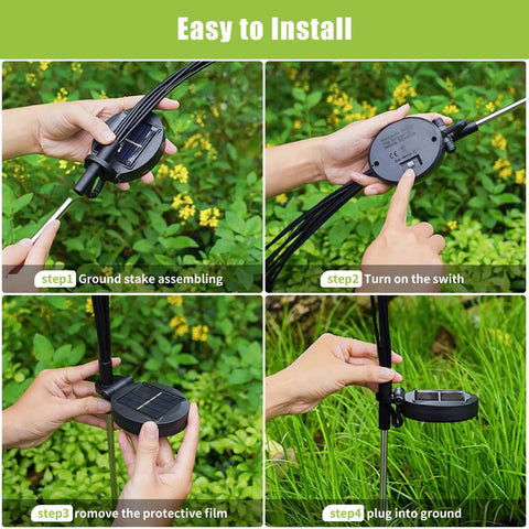 Installation steps of Outdoor Solar Lights Wind Activated Swaying Garden Path Lights With Color Changing RGB, 4 Pack