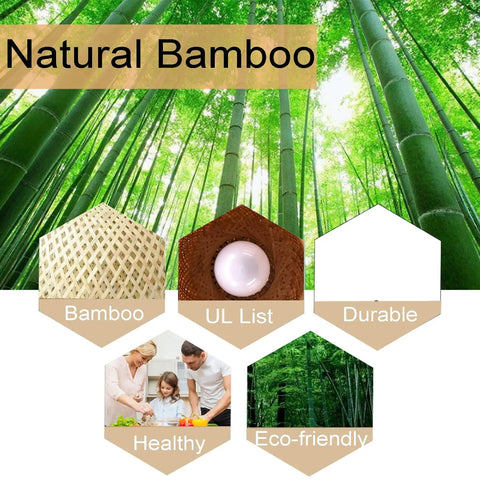Natural bamboo materials for Bamboo Lantern Pendant Light, Retro Japanese Style E27 Chandelier Hanging Ceiling Fixture.