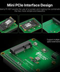 Badass Long Range Wifi Halow Module V2 showcasing Mini PCIe interface design with green circuit board for compatible IoT applications.