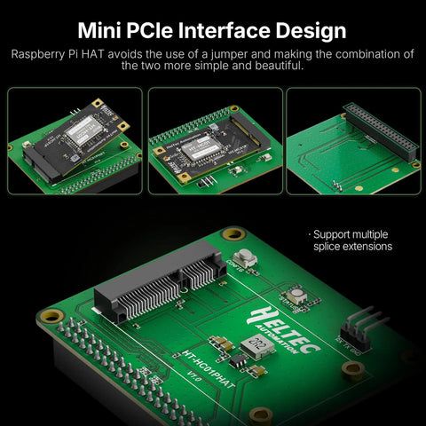 Badass Long Range Wifi Halow Module V2 showcasing Mini PCIe interface design with green circuit board for compatible IoT applications.