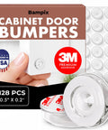 Clear Self Adhesive Cabinet Door Bumpers 128 Pack Heavy Duty Rubber Pads with 3M adhesive for silent cabinet closure.