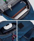 Interior view of blue Packable Small Crossbody Sling Backpack For Travel And Hiking Ultralight Water Resistant Daypack with gadgets inside