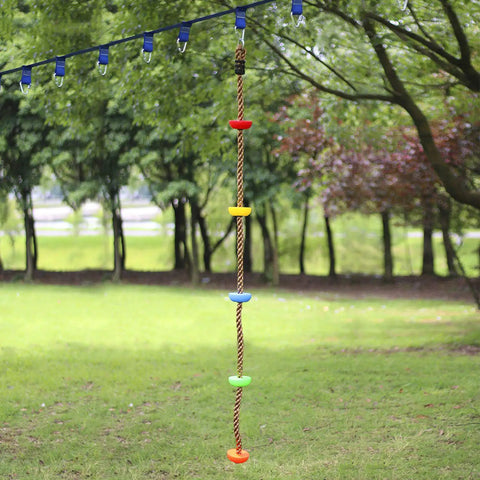 Colorful Climbing Rope Six Point Five Feet With Five Knotted Foot Holds For Kids Ninja Warrior Setup Slackline Obstacle Course