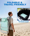 Person carrying Extra Wide Beach Chair With 5 Position Lay Flat Recline Built Tough For Adults, Heavy Duty 500 Lb Capacity on beach