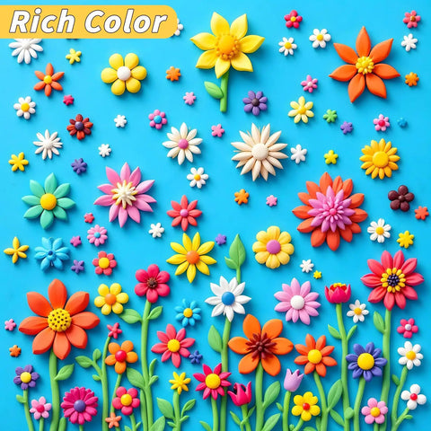 Colorful Polymer Clay Starter Kit With 120 Bright Colors Oven Baked Non Sticky Modeling Clay floral designs creation.