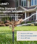 Heavy Duty Brass Impact Sprinkler Head Offering Close And Far Coverage With Dual Nozzles For Total Lawn Protection With Robust 3/4 In Mpt Connection And Heavy Duty Brass Build Without Kinking Or Failure In Your Garden Setup, positioned on green grass.