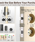 Dimensions guide for Dead Simple Keyless Entry Door Lock With Knob Set In Classic Oil Rubbed Bronze showing handle sizes and installation details.