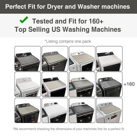 Top Shelf Silicone Washer And Dryer Cover 26 X 18 Inch Non Slip Waterproof Protector Mat displayed on various washers and dryers.
