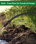 1 Inch Pond Tubing 10 Foot Flexible PVC Corrugated Pond Hose With Stainless Steel Clamps watering garden, no kink, black pump tubing