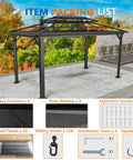 Hardtop 10x15 Gazebo With Curtains And Netting Heavy Duty Galvanized Steel Roof Outdoor Patio Pavilion For Backyard Deck And Hot Tub On Clearance Black packaging layout