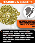 G80 Grade 80 Transport Binder Chain 5 16 Inch By 10 Foot With Clevis Grab Hooks 4900 Lbs Safe Working Load in yellow zinc
